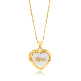 9ct Yellow Gold White Agate Mum Locket