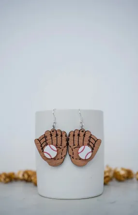 Baseball Ball & Glove Dangle Earrings