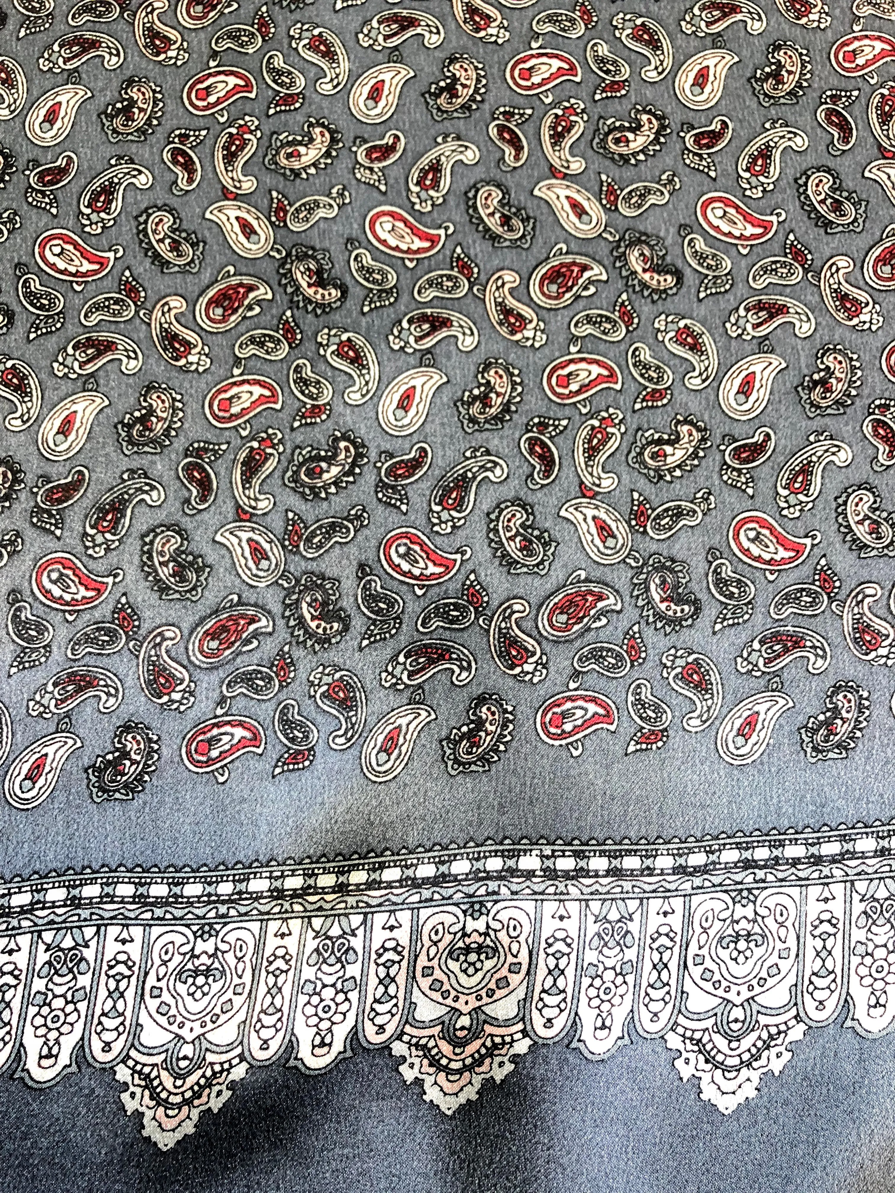Bordeaux Paisley 100% Silk Scarf 157 x 27 cm