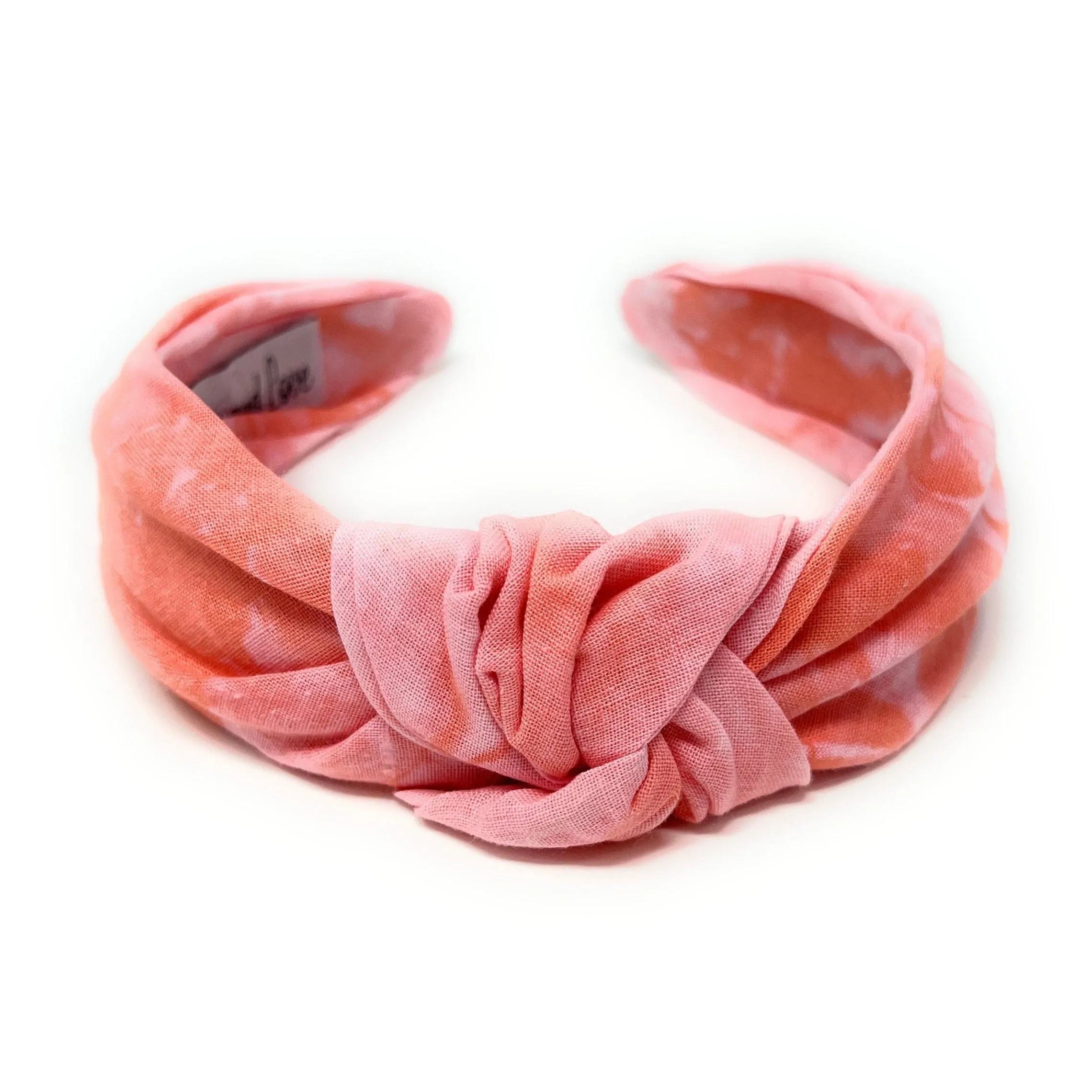 Coral Linen Top Knotted Headband