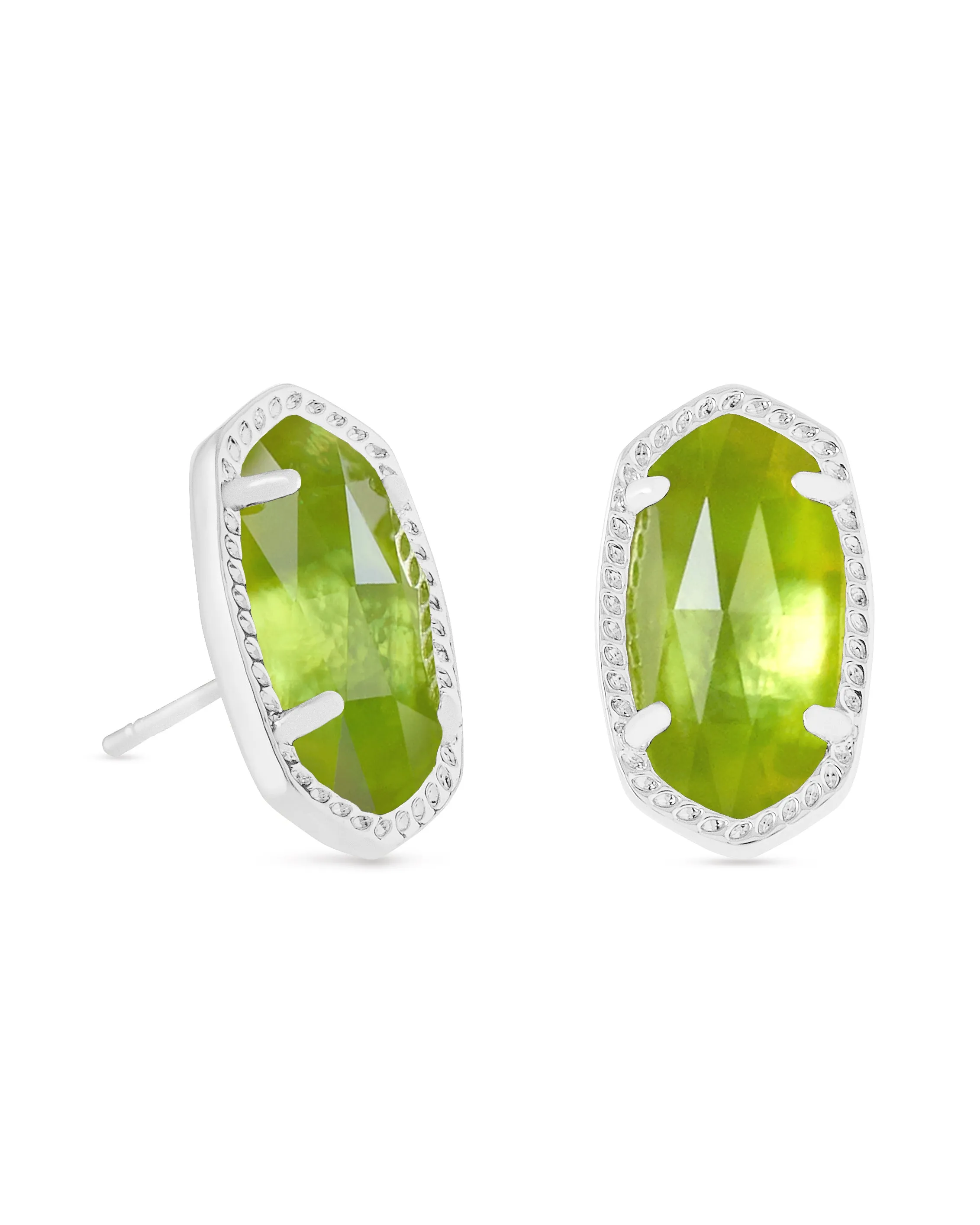 Ellie Earring in Rhodium Peridot Illusion