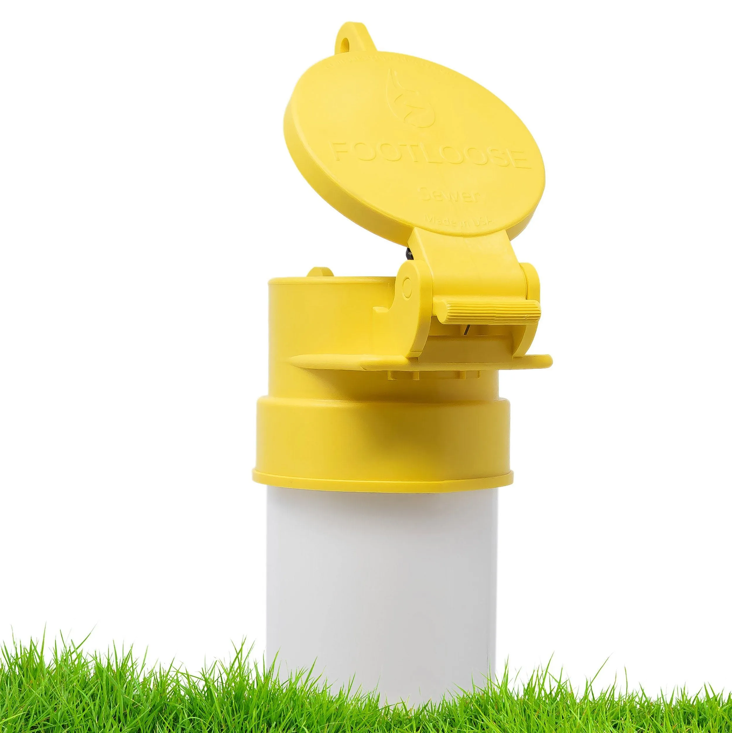 Enviro Design Products: FootLoose RV Site Sewer Cap, 4" Yellow Female