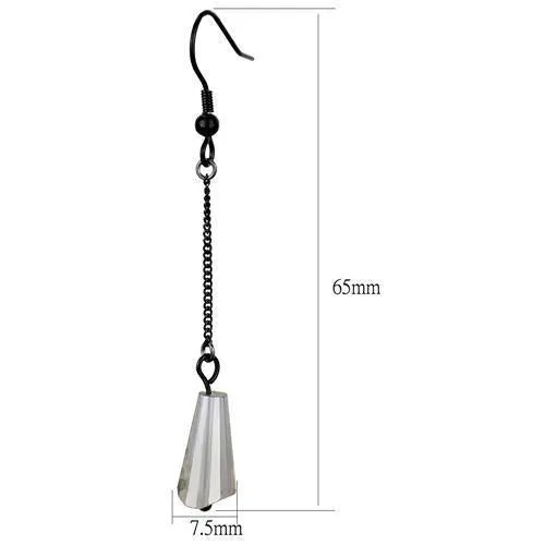 IP Black(Ion Plating) Stainless Steel Earrings with Synthetic Synthetic Glass in Clear for Women Clear Stone Color Style TK2381