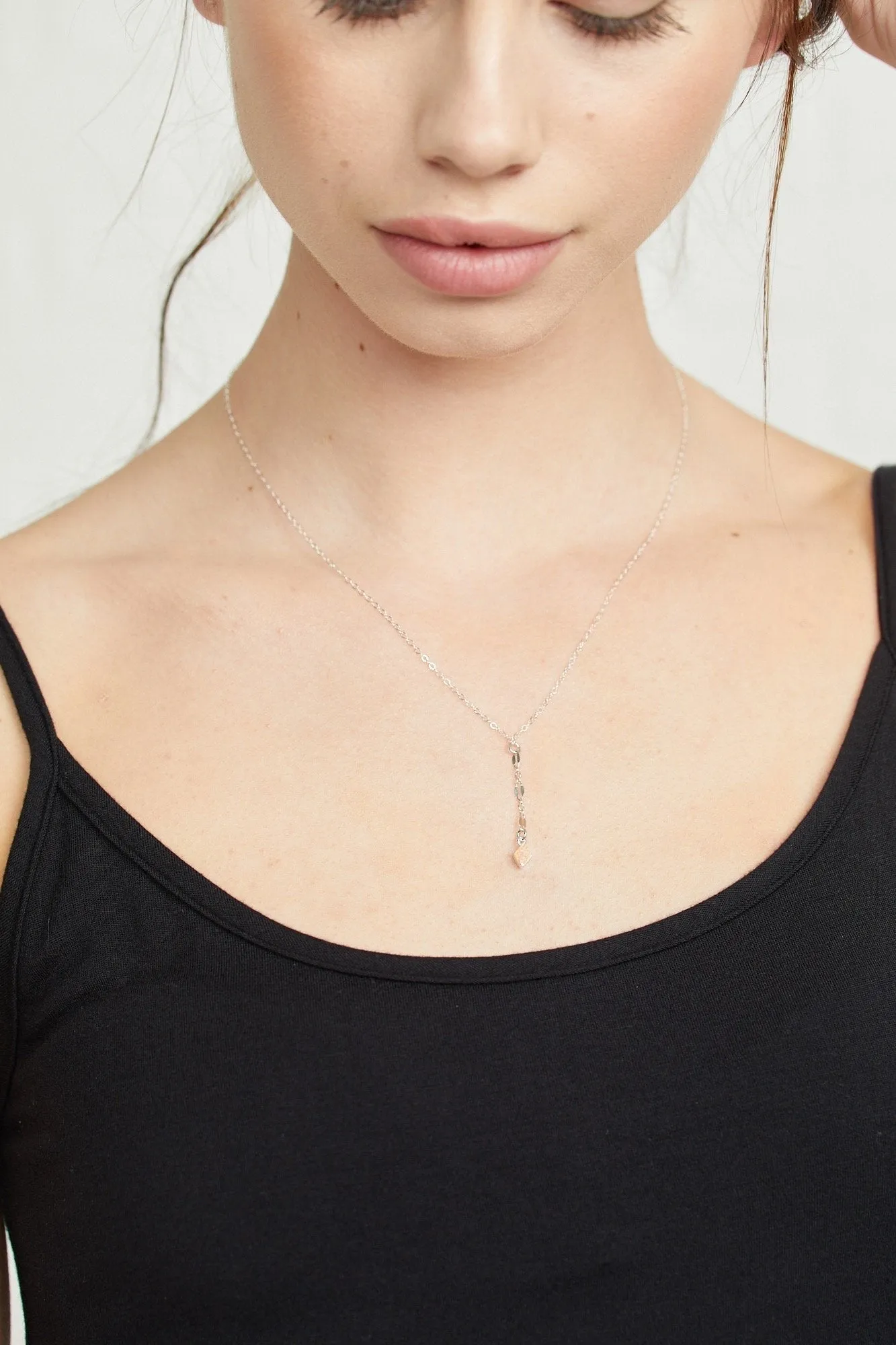 Lariat Opal Diamond Necklace