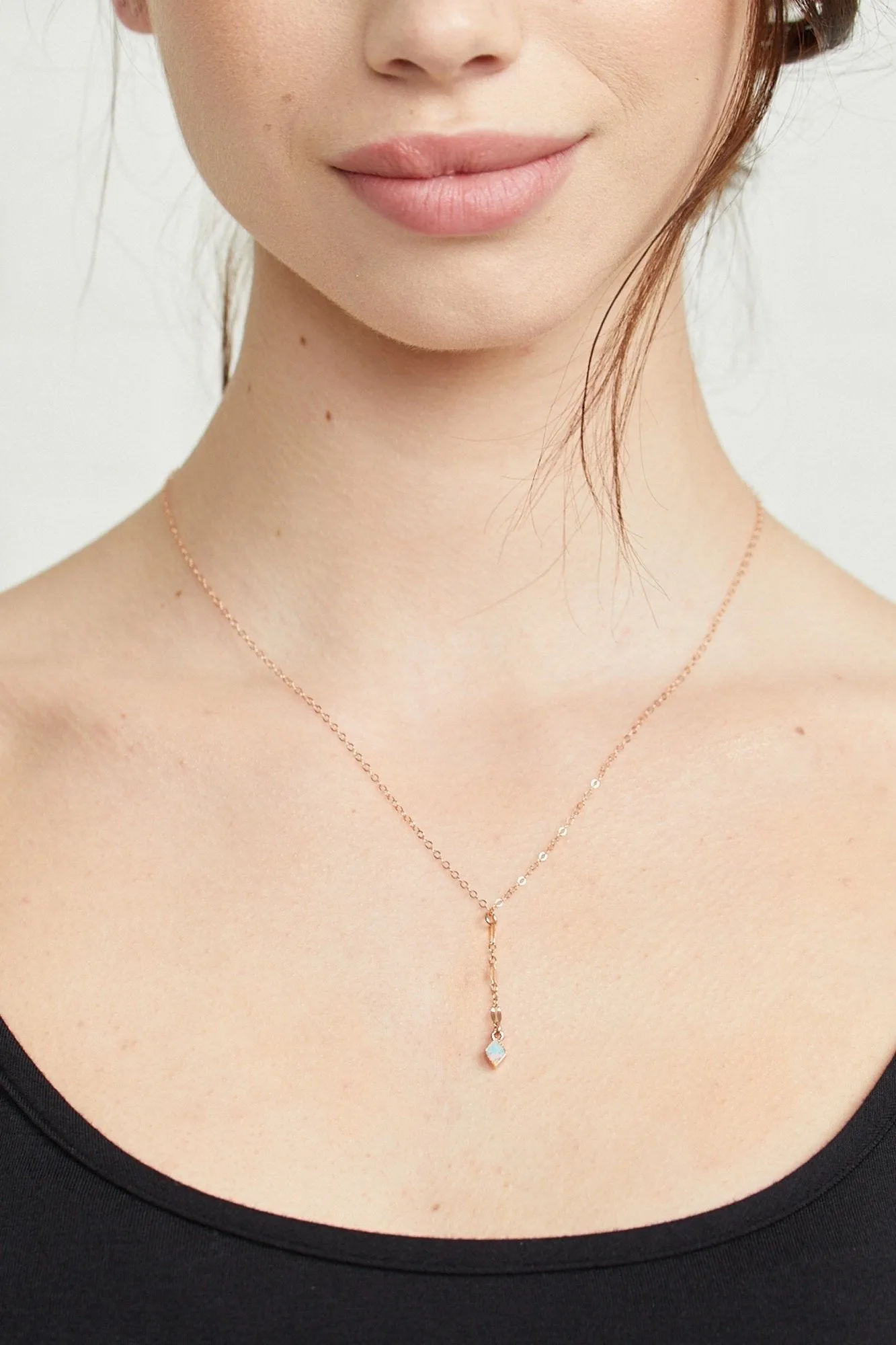 Lariat Opal Diamond Necklace