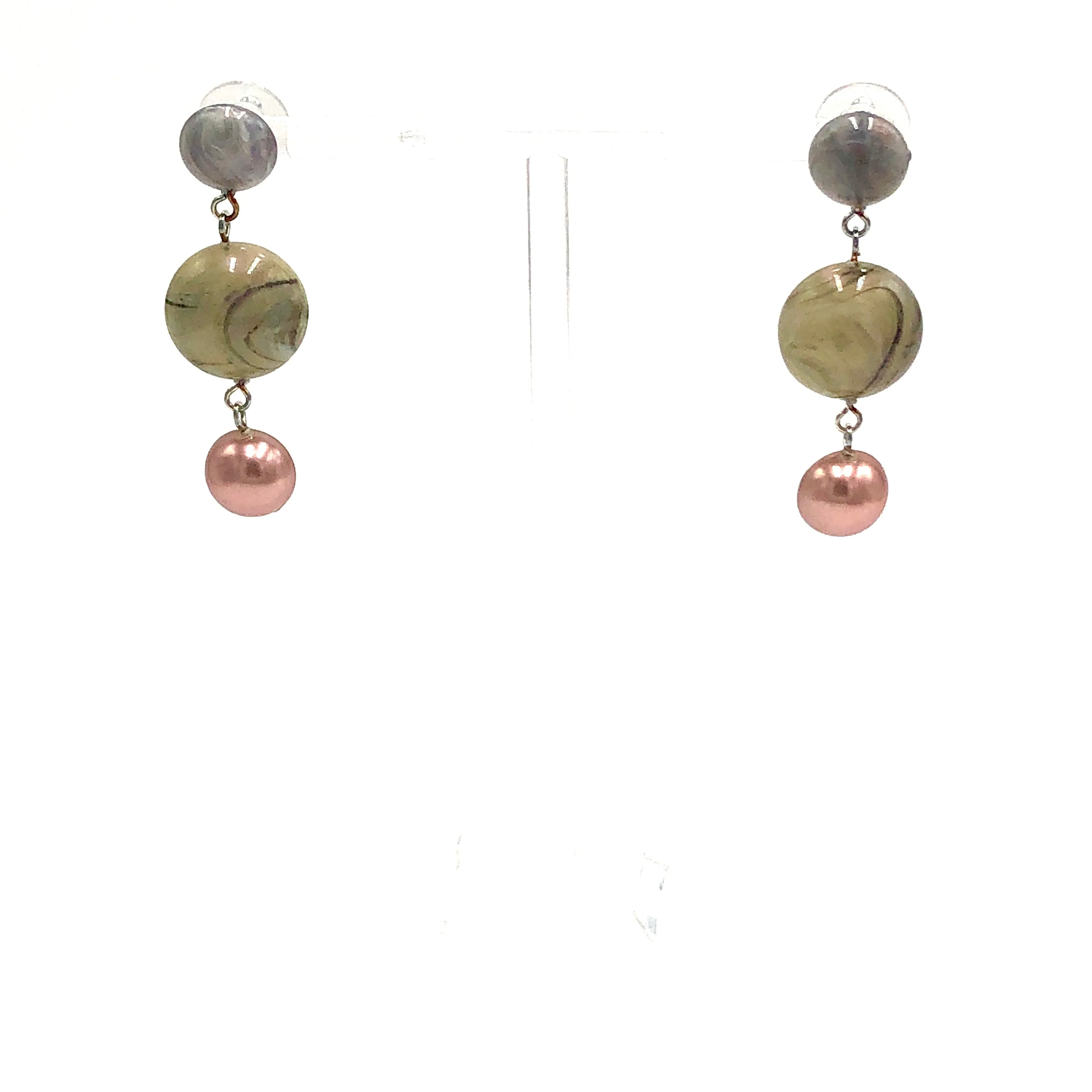 Mauve Pearl & Grey Sage Trinket Earrings