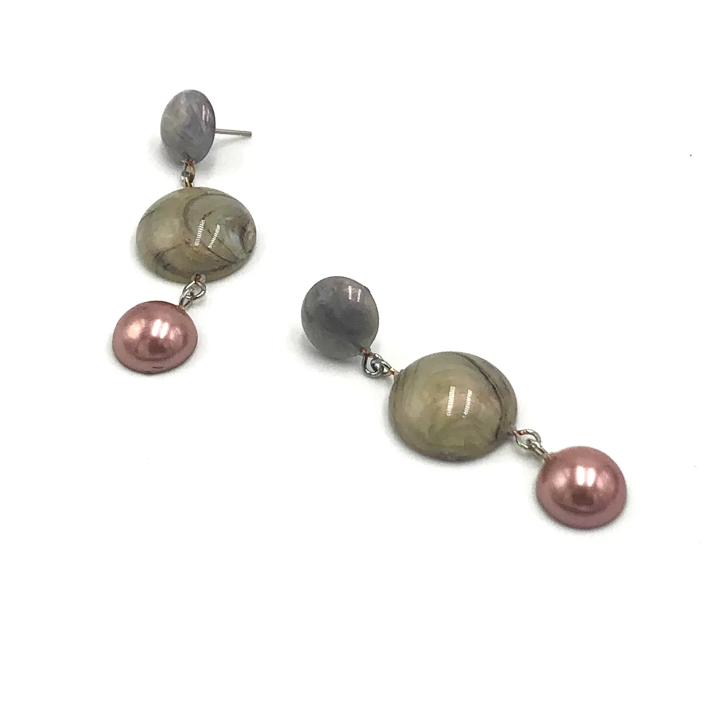 Mauve Pearl & Grey Sage Trinket Earrings