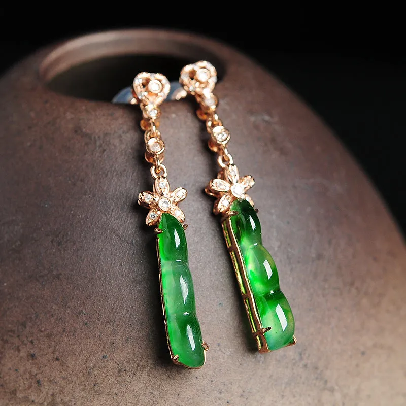 Natural Jade Earrings Jadeite Gold Earrings EG12