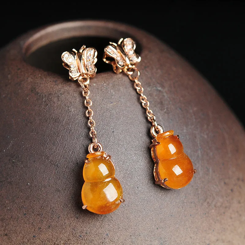 Natural Jade Earrings Jadeite Gold Earrings EG28