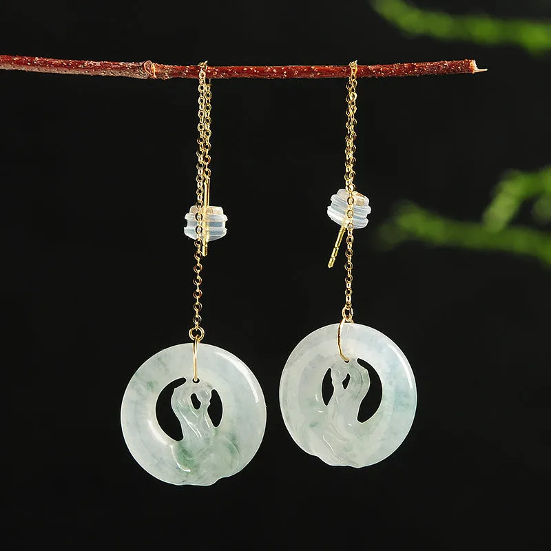 Natural Jade Earrings Jadeite Gold Earrings EG52