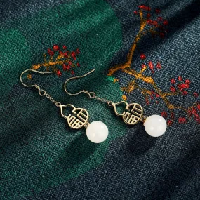 Natural Jade Earrings Nephrite Silver Earrings ZNE192