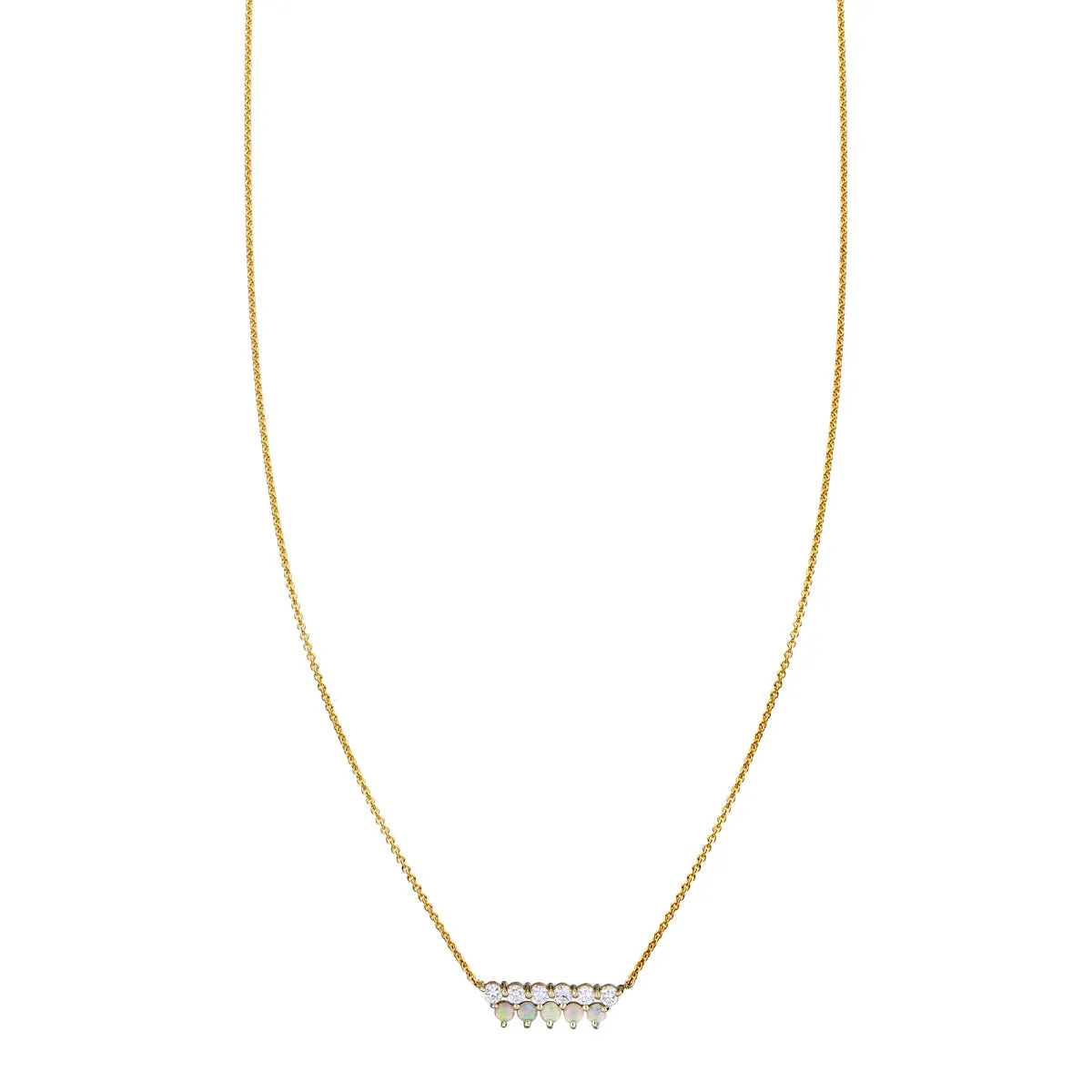 Opal & Diamond Double Bar Necklace