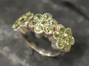 Peridot Ring - Green Flower Ring - Eternity Cluster Ring
