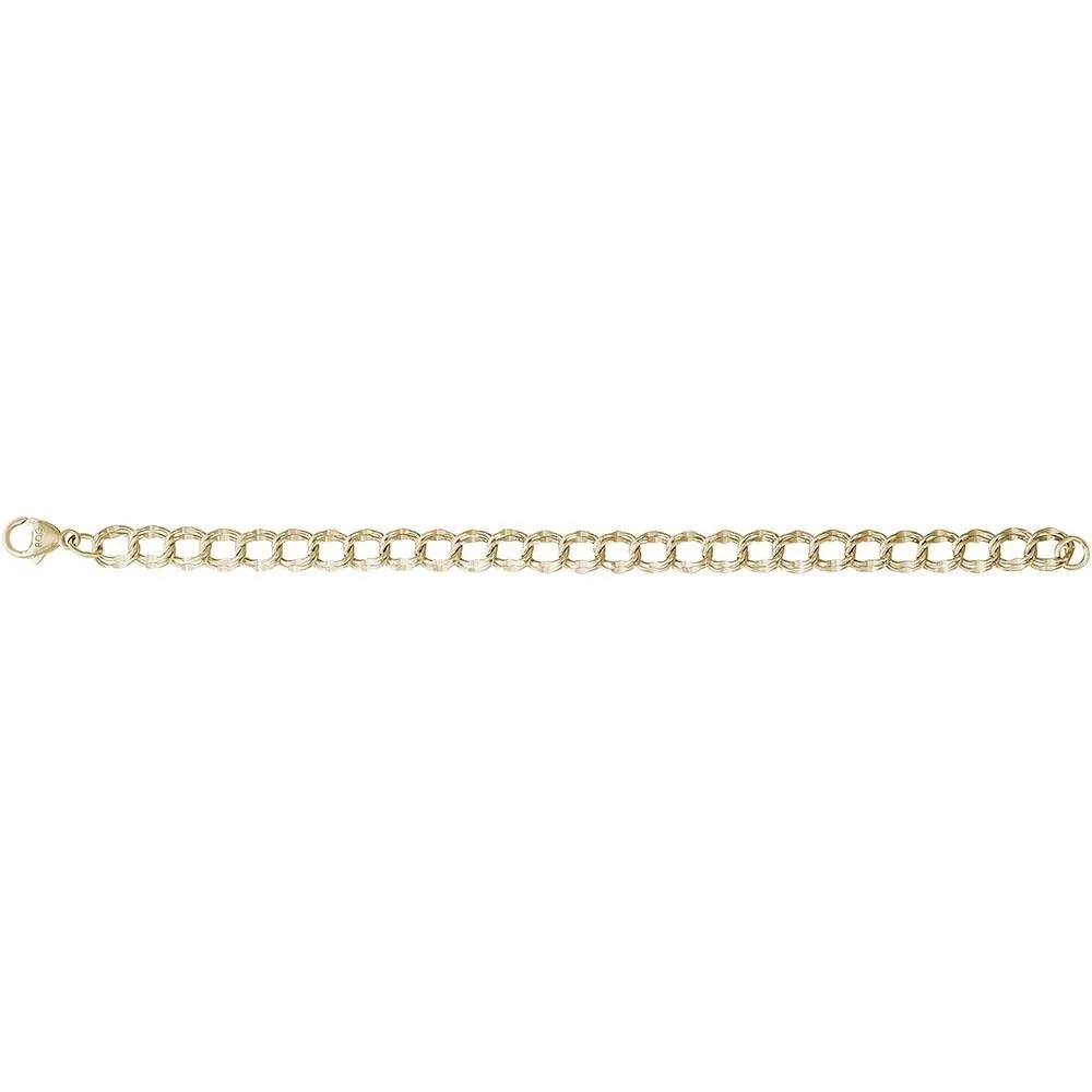 Rembrandt Charms - Large Double Link Dapped Curb Classic Charm Bracelet - 20-0118