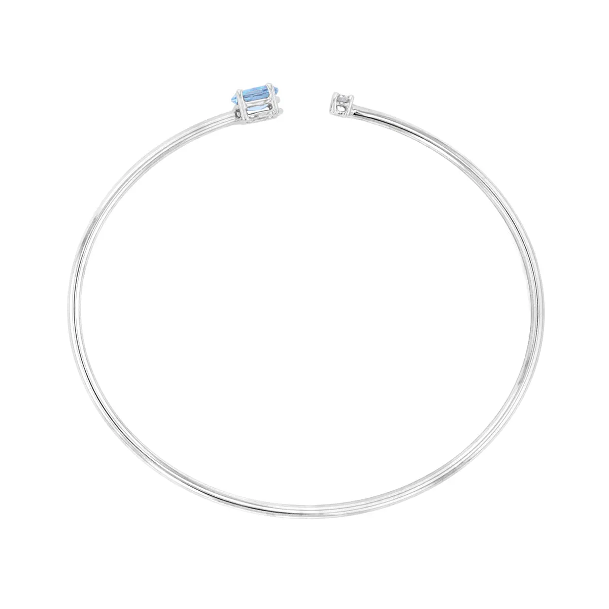 Rosa Mer 0.42ct Aquamarine and Diamond Bangle | 18K White Gold