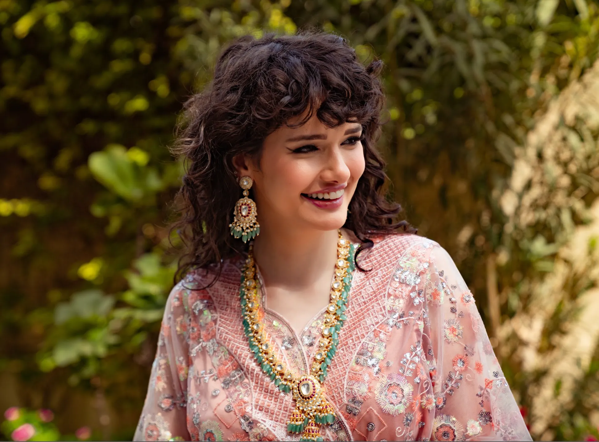 Sage Green and Gold Kundan Bridal Statement Necklace and Earrings Set