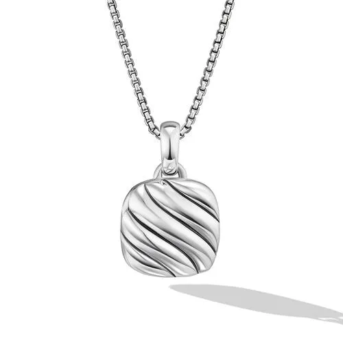 Sculpted Cable Square Locket in Sterling Silver, 22.5mm