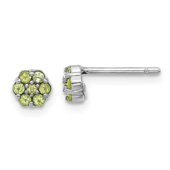 Sterling Silver Gemstone Flower Post Earrings