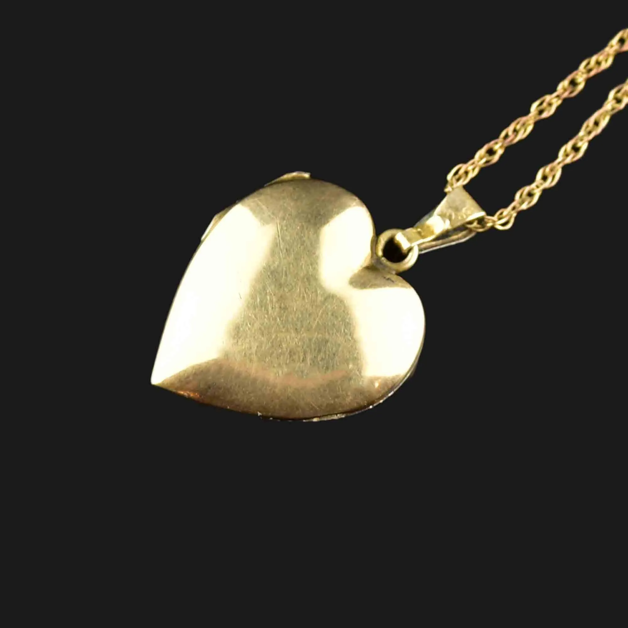 Vintage Heart Forget Me Not Gold Filled Locket Necklace