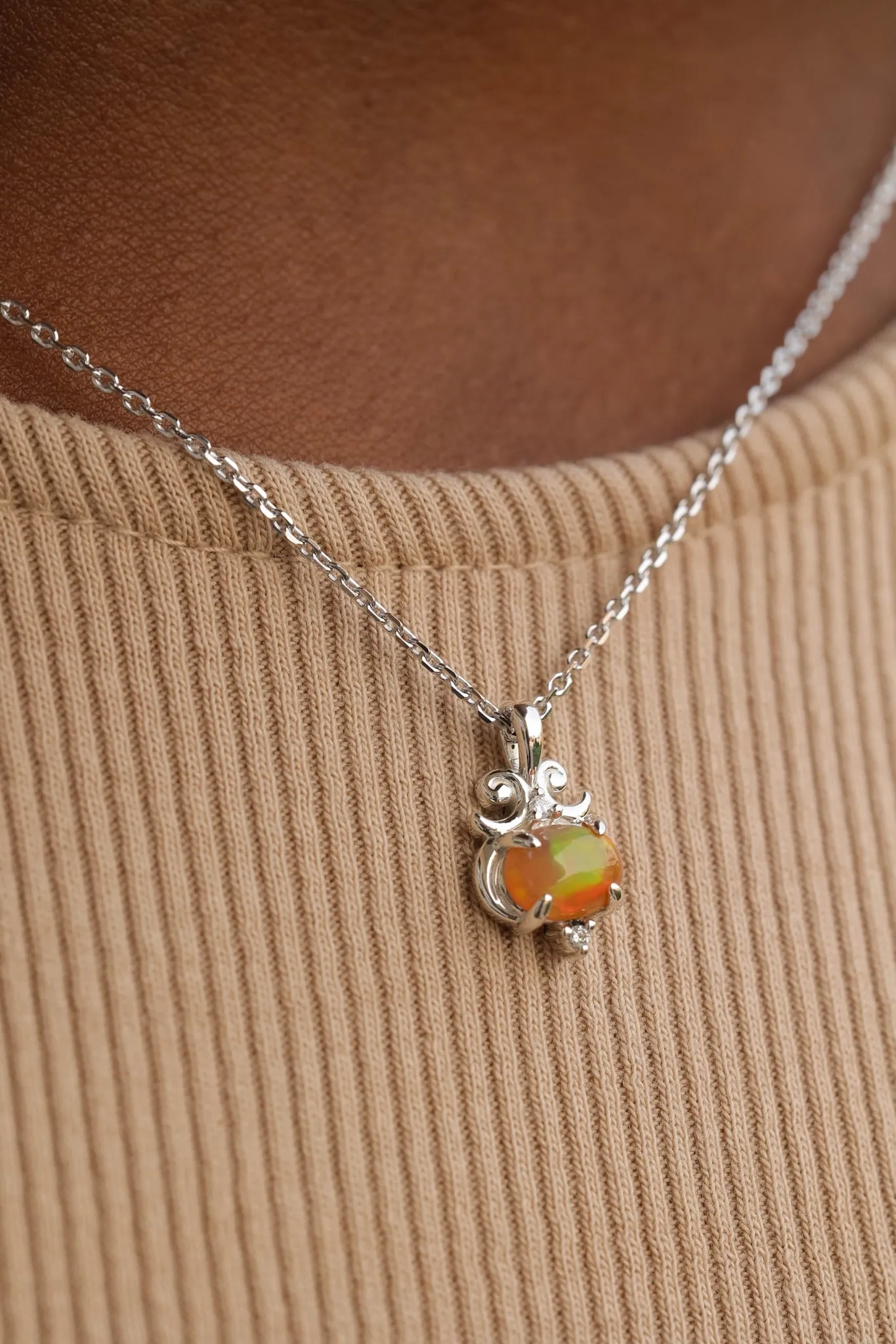 Whimsy Golden Opal Silver Pendant
