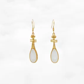 White Jade Pipa Earrrings